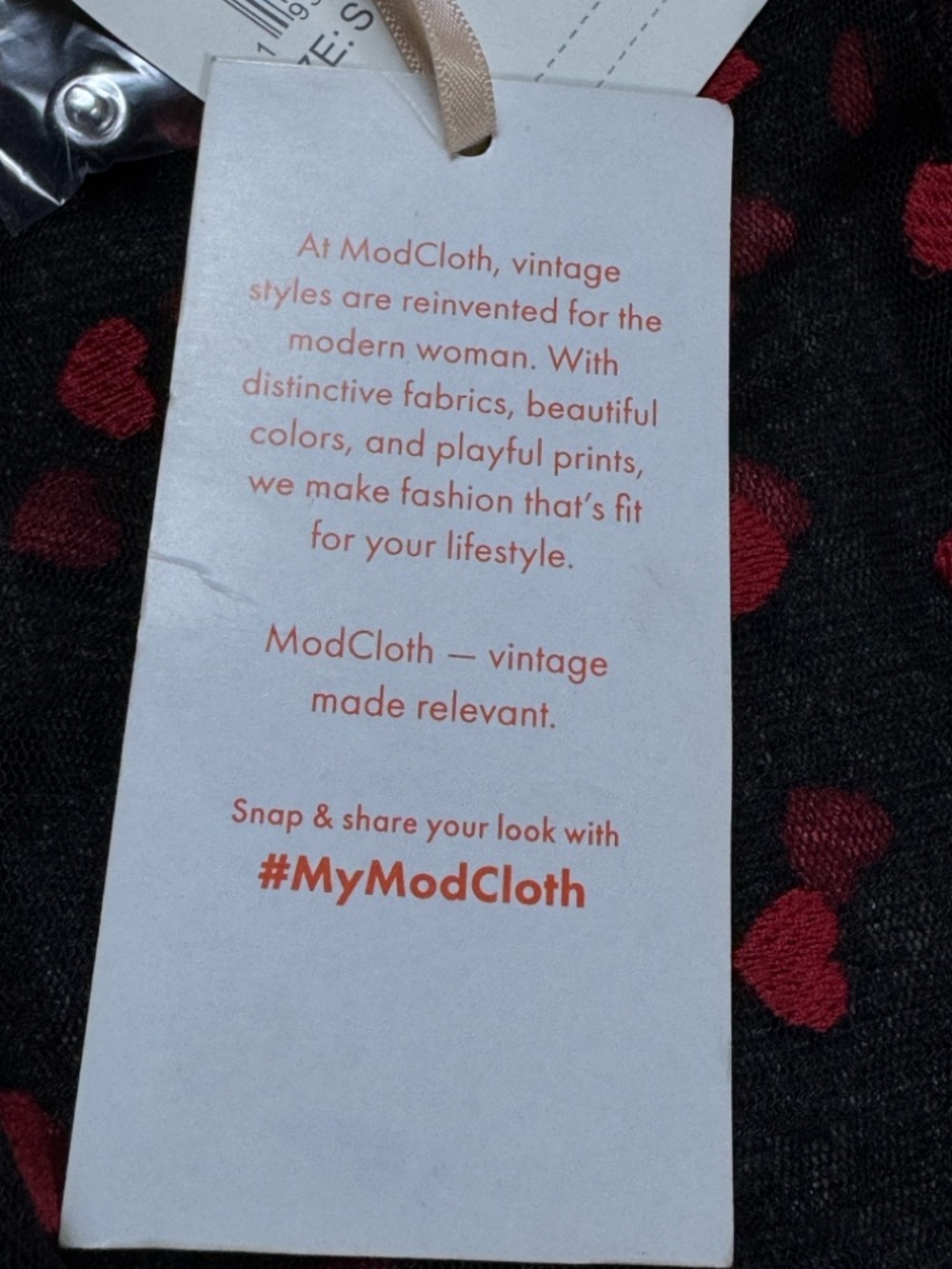 Modcloth Black Dress‎ with Red Heart Pattern Size Small - Picture 14 of 15